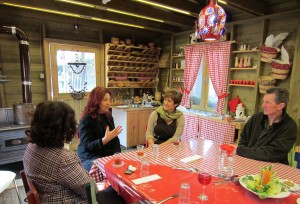 Pictured in the Ekolojik Ev (Eco House) on the Bahcesehir Koleji Eitler campus are (left to right): Hande Briddick; Naime Demirbas, principal of Bacesehir Koleji, Etiler; Dean Jill Thorngren of SDSU’s College of Education and Human Sciences; and Greg Holdeman, spouse of Dean Thorngren.