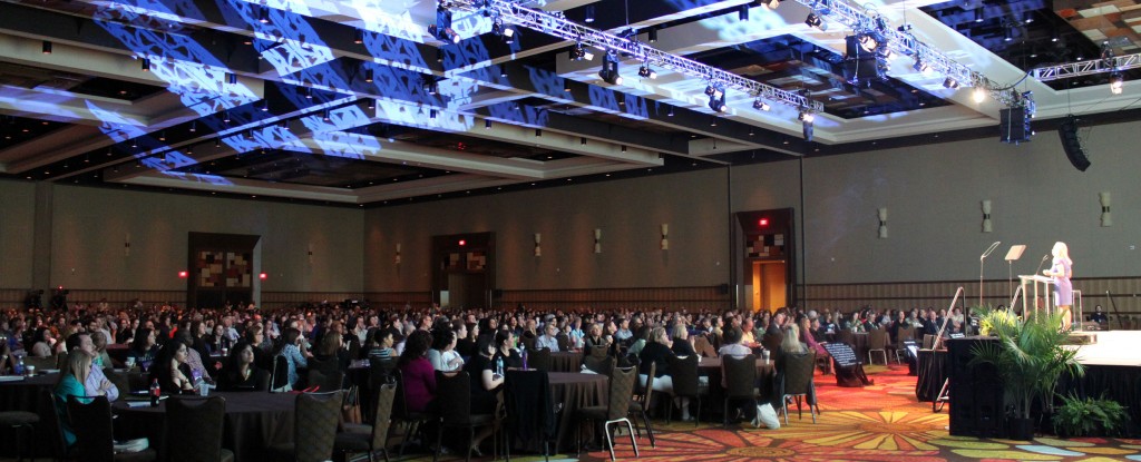 ACA President-elect Thelma Duffey (at far right) greets the standing-room-only crowd prior to the Saturday keynote.