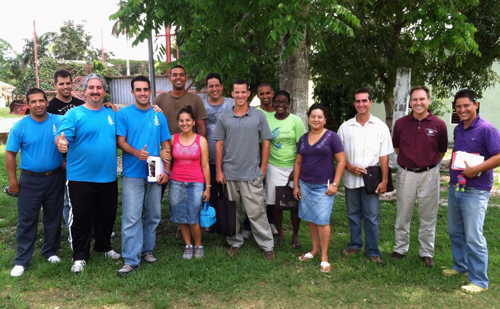 Moody (second from right) with students at the Cedars of Lebanon Seminary in Pinar del Rio.