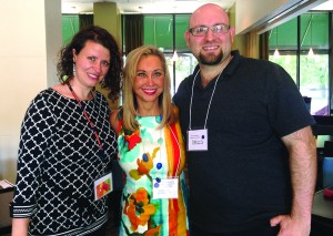 Thelma Duffey is flanked by two of her former students, Ioana Boie and Chris Leeth, at ACC's 10th anniversary celebration. Boie is now an assistant professor at Marymount University in Virginia and Leeth is assistant director of counseling services at the University of the Incarnate Word in Texas.