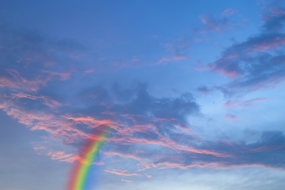 Red sky with rainbow